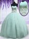 Sweetheart Sleeveless Sweet 16 Dresses Floor Length Beading and Embroidery Light Blue Organza