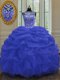 Customized Blue Quinceanera Dresses Military Ball and Sweet 16 and Quinceanera and For with Beading and Pick Ups Scoop Sleeveless Lace Up