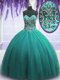 Cheap Sleeveless Tulle Floor Length Lace Up Quinceanera Gowns in Turquoise with Beading Cheap Sleeveless Tulle Floor Length Lace Up Quinceanera Gowns in Turquoise with Beading