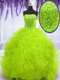 Yellow Green Column/Sheath Organza Strapless Sleeveless Beading and Appliques and Ruffles With Train Lace Up Sweet 16 Dresses Brush Train