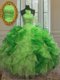 Sleeveless Floor Length Beading and Ruffles Lace Up Sweet 16 Quinceanera Dress with Multi-color