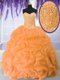 Orange Lace Up Quince Ball Gowns Beading and Ruffles Sleeveless Floor Length