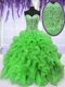 Glorious Sleeveless Organza Floor Length Lace Up Vestidos de Quinceanera in with Beading and Ruffles