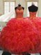 Multi-color Organza Lace Up Halter Top Sleeveless Floor Length Quinceanera Dress Beading and Ruffles