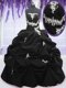 Most Popular Appliques and Pick Ups Quinceanera Dress Black Lace Up Sleeveless Floor Length