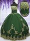 Sleeveless Tulle Floor Length Zipper Vestidos de Quinceanera in Dark Green with Appliques