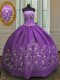 Eggplant Purple Sleeveless Embroidery Floor Length Quinceanera Gowns