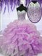 Sweetheart Sleeveless Organza Sweet 16 Dresses Beading and Ruffles Zipper