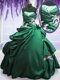 Sophisticated Green and Dark Green Lace Up Strapless Appliques and Pick Ups Ball Gown Prom Dress Taffeta Sleeveless