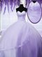 Fitting Lavender Sleeveless Tulle Lace Up Quince Ball Gowns for Military Ball and Sweet 16 and Quinceanera