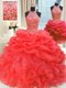 Fashion Three Piece Organza Sleeveless Floor Length Quinceanera Gown and Beading and Pick Ups