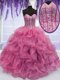 Organza Sleeveless Floor Length Quince Ball Gowns and Beading and Ruffles