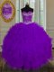 Dazzling Sweetheart Sleeveless Lace Up Ball Gown Prom Dress Eggplant Purple Tulle