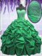 Excellent Green Ball Gowns Sweetheart Sleeveless Taffeta Floor Length Lace Up Beading and Pick Ups Ball Gown Prom Dress