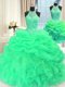 Lovely Three Piece Organza Sleeveless Floor Length Sweet 16 Quinceanera Dress and Beading and Pick Ups
