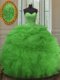 Green Sweetheart Neckline Beading and Ruffles and Pick Ups 15 Quinceanera Dress Sleeveless Lace Up