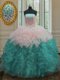 Hot Selling Multi-color Sleeveless Organza Lace Up Quinceanera Gown for Military Ball and Sweet 16 and Quinceanera