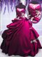 Fuchsia Quinceanera Dresses Military Ball and Sweet 16 and Quinceanera and For with Embroidery and Pick Ups Strapless Sleeveless Lace Up