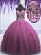 Simple Sleeveless Tulle Floor Length Lace Up Quinceanera Gown in Lilac with Beading Simple Sleeveless Tulle Floor Length Lace Up Quinceanera Gown in Lilac with Beading