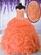 Fabulous Orange Red Sleeveless Beading and Ruffles Floor Length Quinceanera Gowns