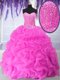 Stunning Organza Sweetheart Sleeveless Lace Up Beading and Ruffles Sweet 16 Dresses in Fuchsia