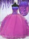 Lilac Sleeveless Organza Lace Up Quinceanera Gowns for Military Ball and Sweet 16 and Quinceanera