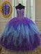 Glorious Sleeveless Lace Up Floor Length Beading and Ruffles and Sequins Quinceanera Dress