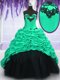Turquoise Sleeveless With Train Appliques and Ruffles and Pick Ups Lace Up Sweet 16 Quinceanera Dress