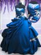 Pick Ups Floor Length Royal Blue Sweet 16 Quinceanera Dress Strapless Sleeveless Lace Up