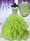 Fancy Floor Length Yellow Green Vestidos de Quinceanera Sweetheart Sleeveless Lace Up