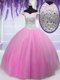 Off the Shoulder Tulle Short Sleeves Floor Length Quinceanera Dress and Beading