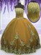 Hot Sale Strapless Sleeveless Zipper Quinceanera Gowns Brown Tulle