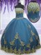 Cute Floor Length Ball Gowns Sleeveless Teal Sweet 16 Dress Zipper