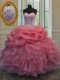 Pick Ups Sweetheart Sleeveless Lace Up 15th Birthday Dress Watermelon Red Organza