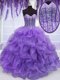 Wonderful Lavender Sleeveless Beading and Ruffles Floor Length Vestidos de Quinceanera