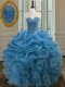 Dazzling Sleeveless Lace Up Floor Length Beading and Ruffles 15 Quinceanera Dress
