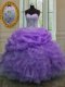 Customized Pick Ups Sweetheart Sleeveless Lace Up 15th Birthday Dress Lavender Organza