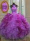 Pretty Multi-color Ball Gowns Strapless Sleeveless Organza Floor Length Lace Up Beading and Ruffles Quinceanera Gowns