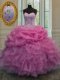Amazing Pick Ups Floor Length Ball Gowns Sleeveless Rose Pink 15 Quinceanera Dress Lace Up