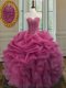 Top Selling Lilac Sweetheart Lace Up Beading and Ruffles Quinceanera Dress Sleeveless