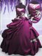 Discount Strapless Sleeveless Quinceanera Gowns Floor Length Appliques and Pick Ups Purple Taffeta