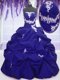 Strapless Sleeveless 15 Quinceanera Dress Floor Length Appliques and Pick Ups Royal Blue Taffeta