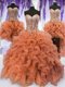 Smart Four Piece Ball Gowns Sweet 16 Dresses Orange Sweetheart Organza Sleeveless Floor Length Lace Up