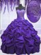 Taffeta Sweetheart Sleeveless Lace Up Beading and Pick Ups Quinceanera Dresses in Purple