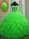 Sleeveless Floor Length Beading and Ruffles Lace Up Quinceanera Gown