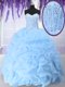 Simple Floor Length Ball Gowns Sleeveless Light Blue Ball Gown Prom Dress Lace Up