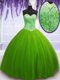 New Arrival Ball Gowns Tulle Sweetheart Sleeveless Beading Floor Length Lace Up 15 Quinceanera Dress
