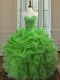 Fashion Sleeveless Floor Length Beading and Ruffles Lace Up Quinceanera Dress with