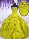 Ruffled Ball Gowns Sweet 16 Dresses Olive Green Strapless Taffeta Sleeveless Floor Length Lace Up