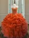 Free and Easy Beading and Ruffles Vestidos de Quinceanera Orange Red Lace Up Sleeveless Floor Length